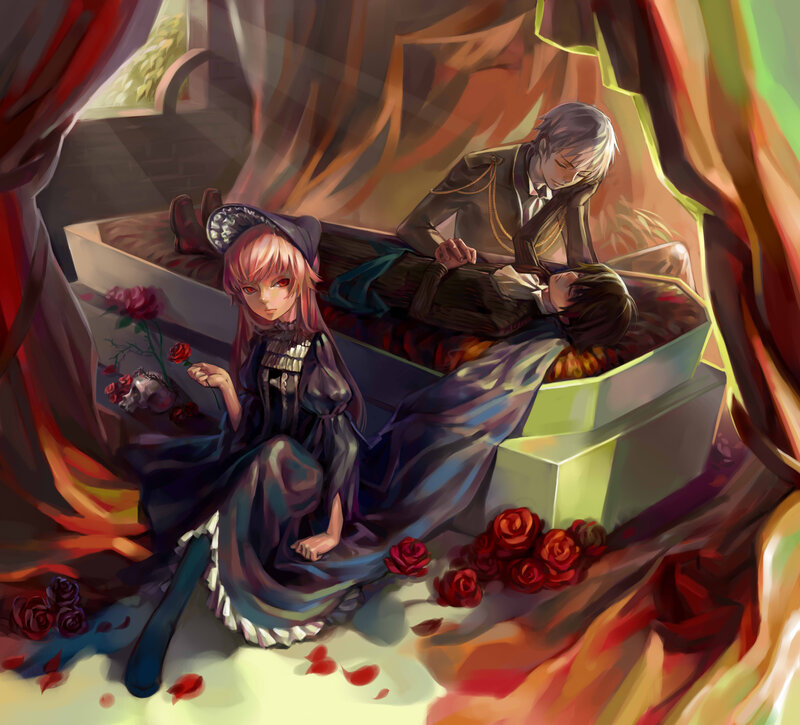 Girl with Roses in Coffin