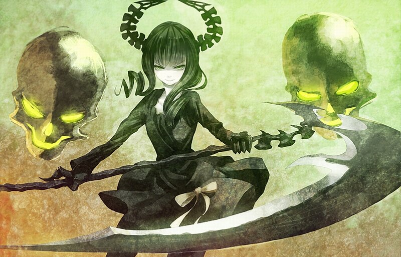 Girl with Scythe and Skulls