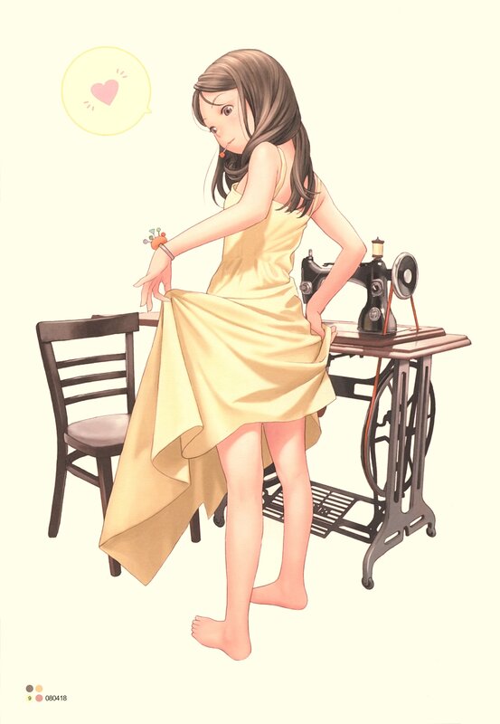 Girl with sewing machine