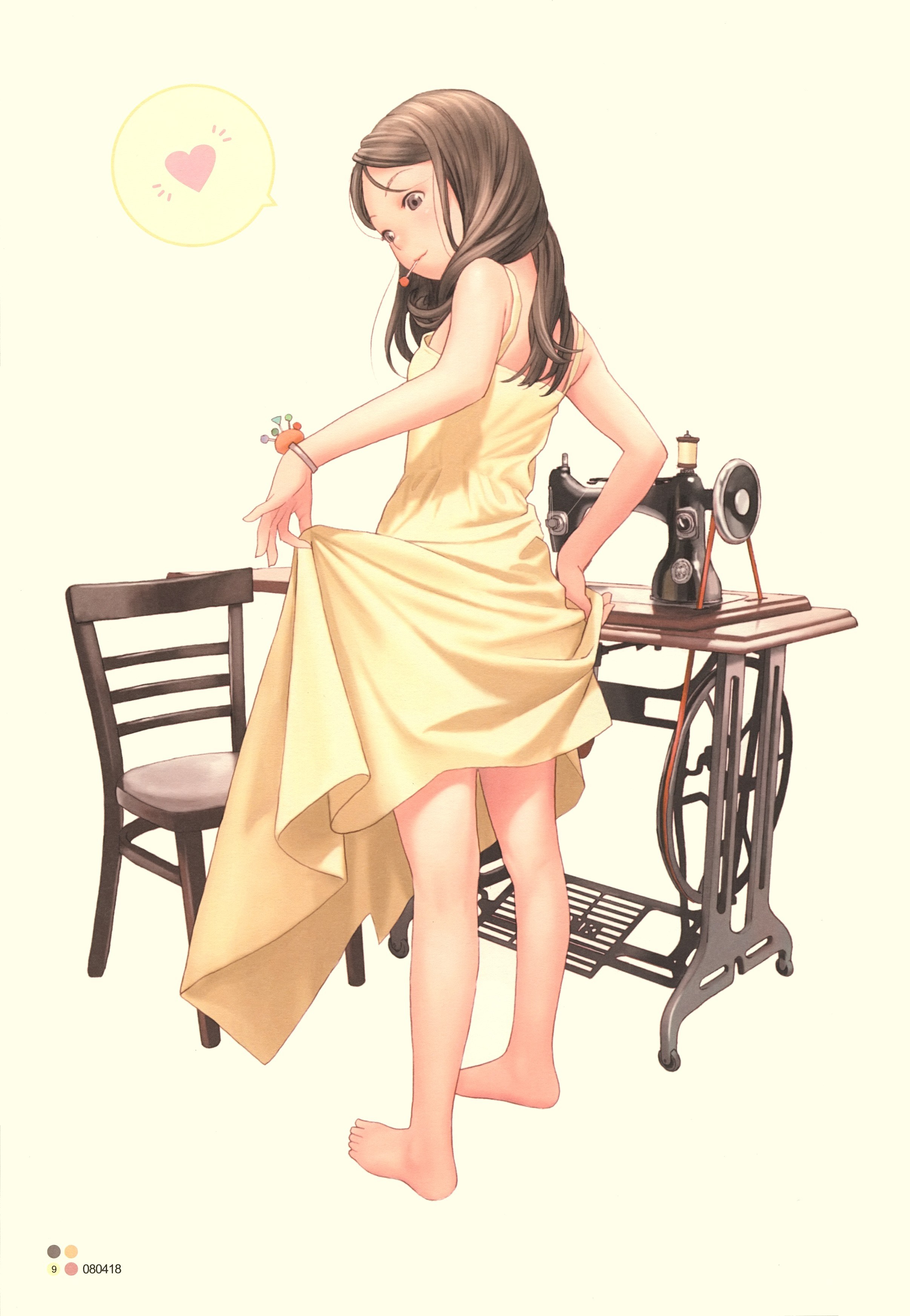 Girl with sewing machine