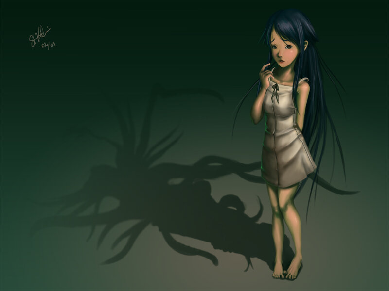 girl with shadow creature