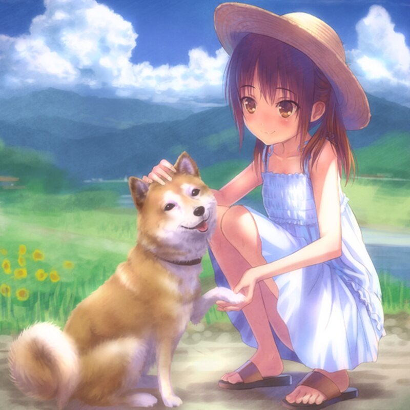 Girl with Shiba Inu
