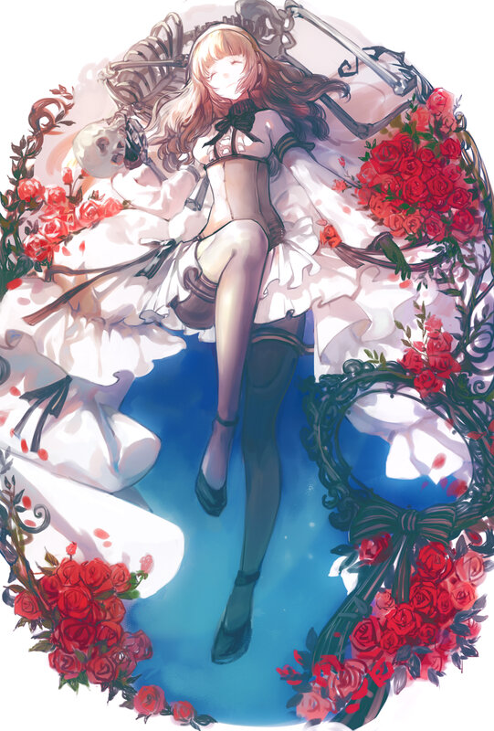 Girl with Skeleton — White