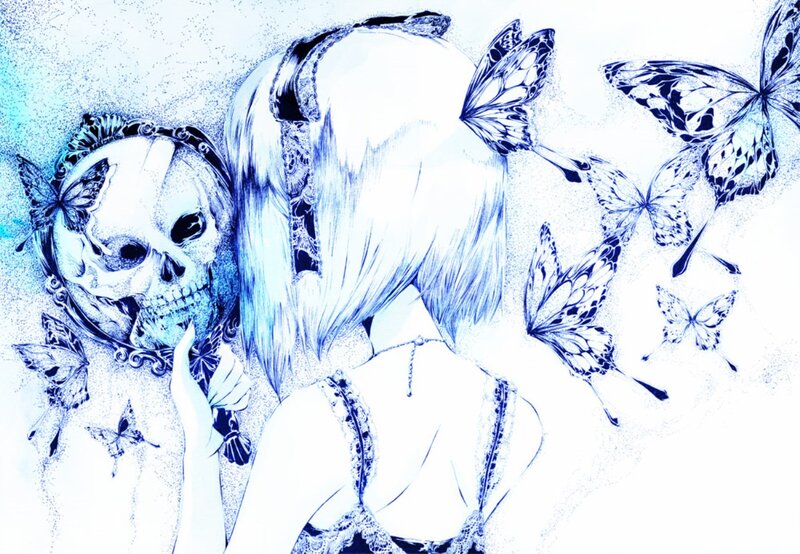 Girl with Skull Mirror