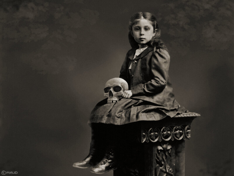 Girl with skull portrait