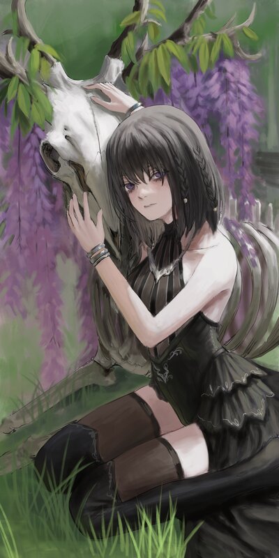 Girl with Skull