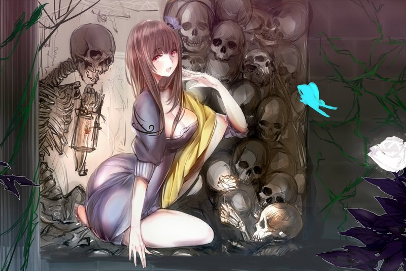girl with skulls and skeletons