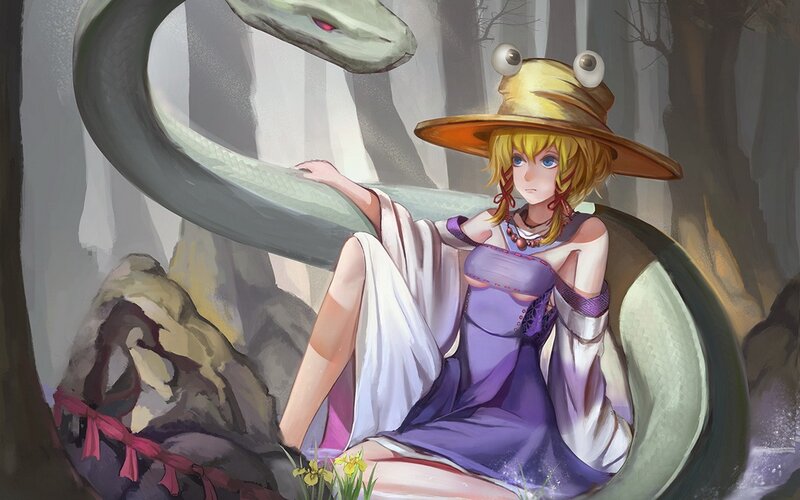 girl with snake in forest
