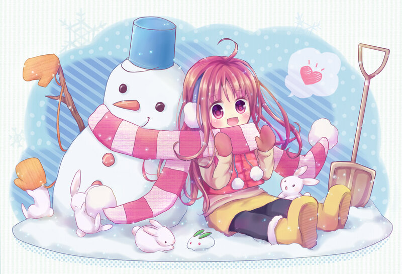Girl with Snowman — Pink