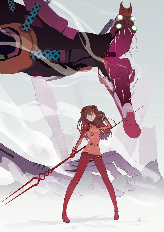 Girl with Spear Facing Monster