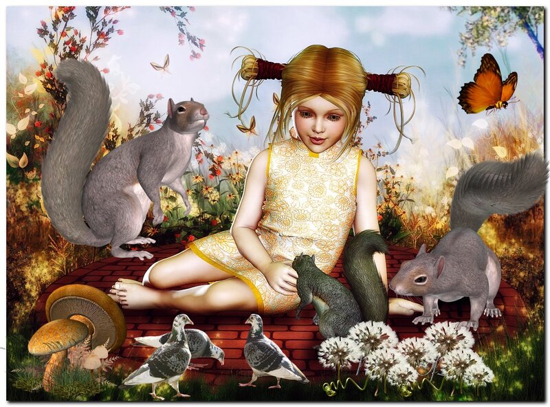 Girl with Squirrels