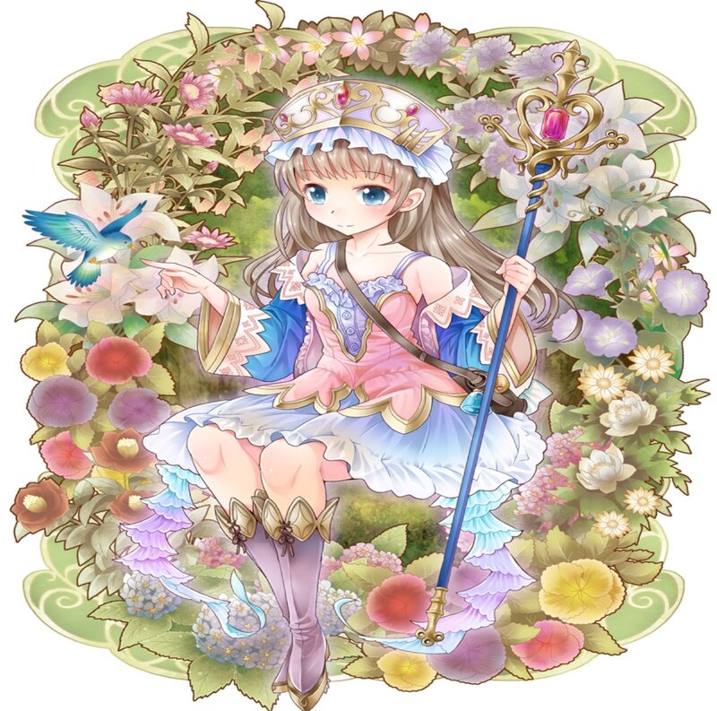 Girl with Staff in Flowers