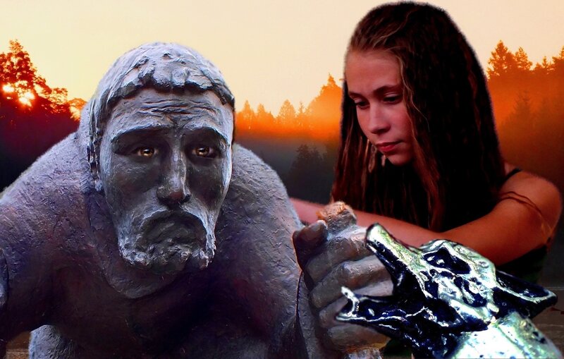 Girl with Statue