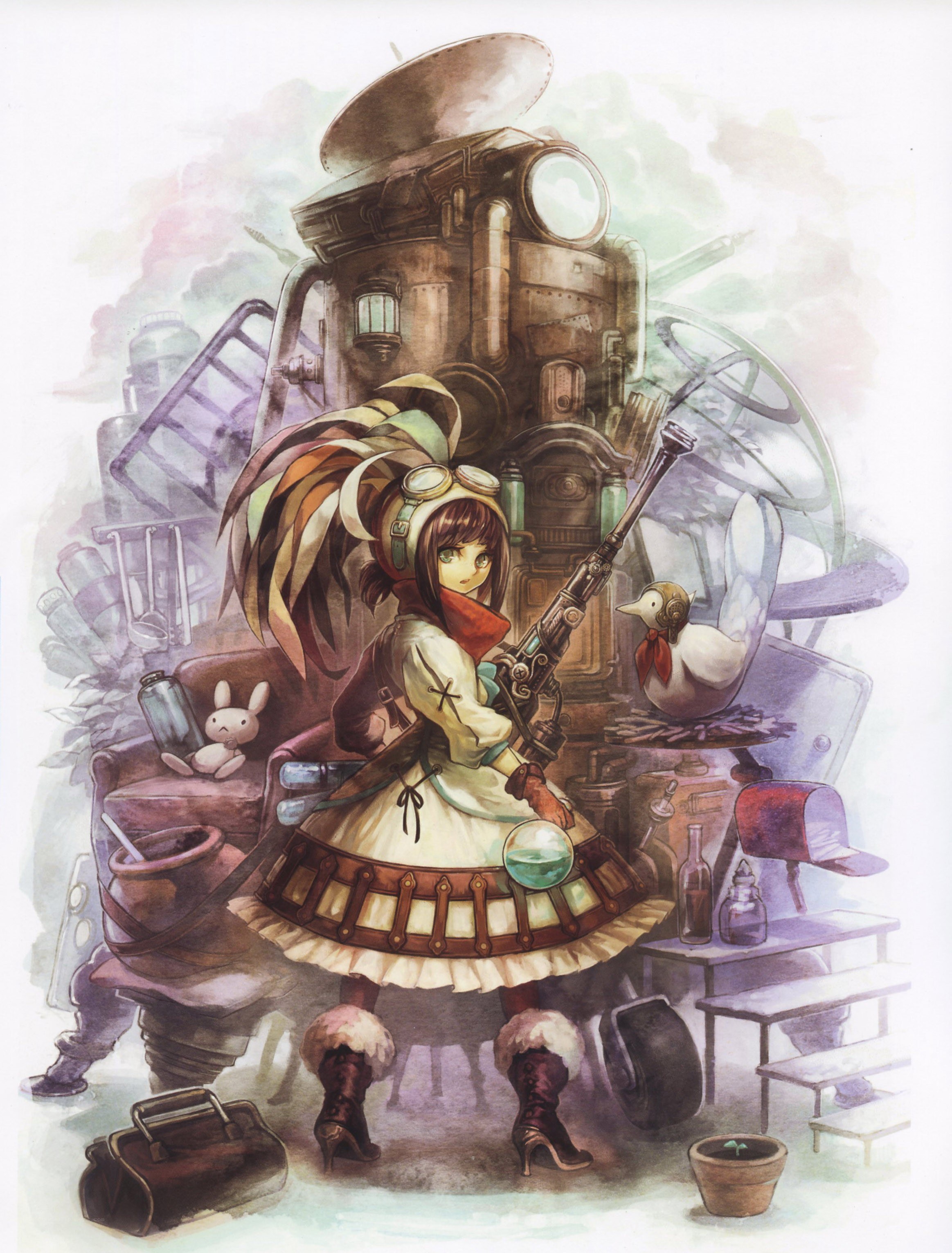 girl with steampunk machine