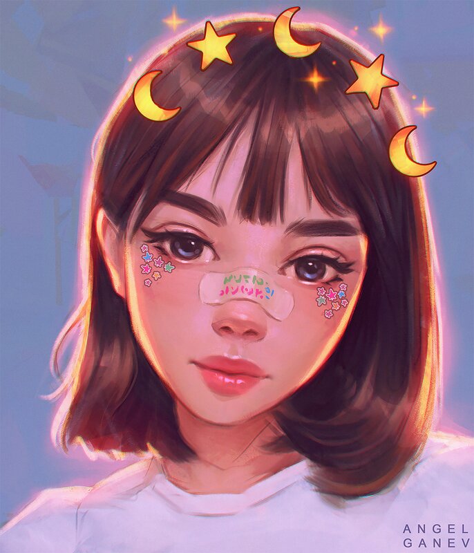 Girl with Stickers on Face