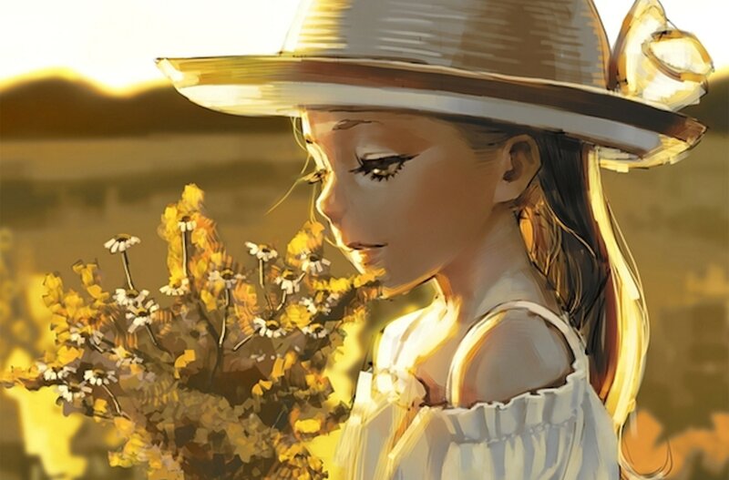 Girl with Straw Hat