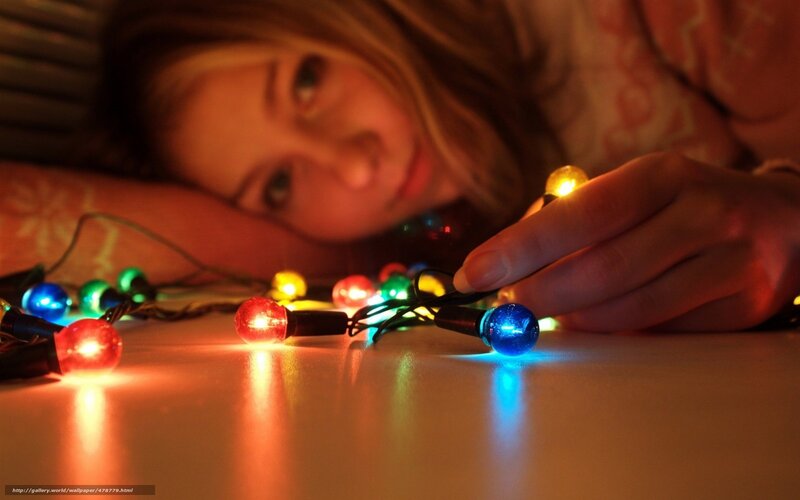 girl with string lights
