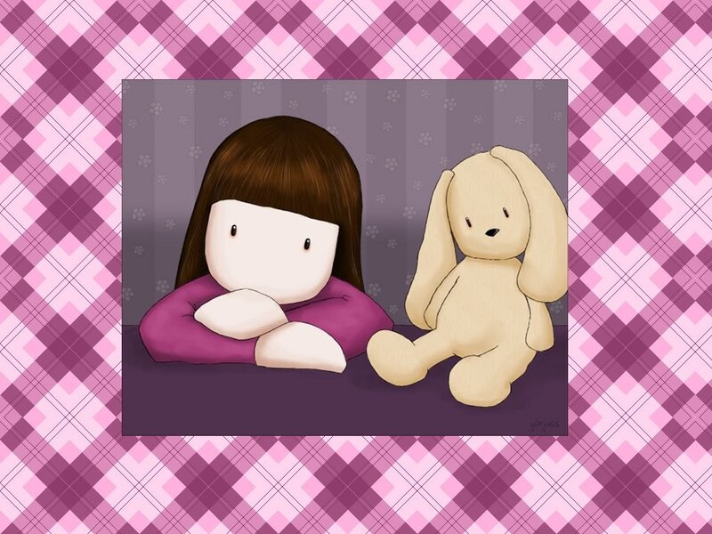 girl with stuffed bunny