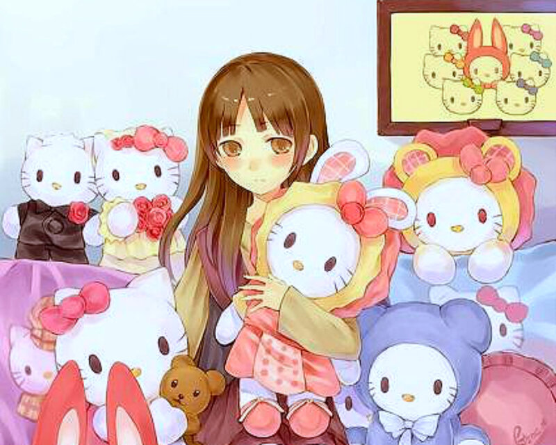 Girl with Stuffed Toys