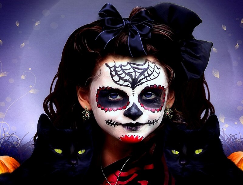 Girl with Sugar Skull Makeup