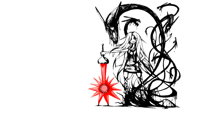 Girl with Sword and Tentacles — Black