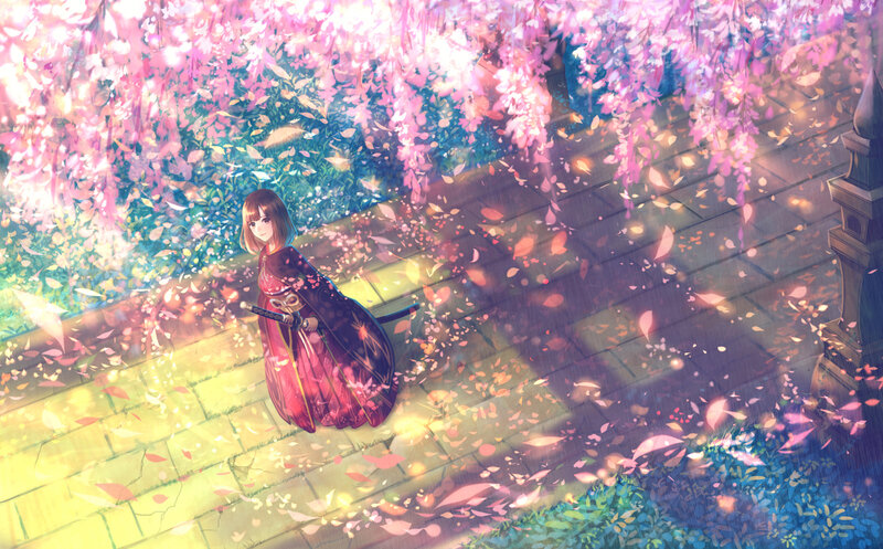 Girl with Sword in Garden