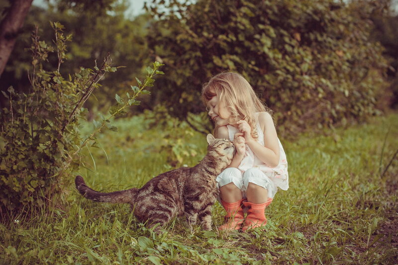 Girl with Tabby Cat