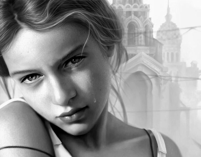 Girl with Tear on Cheek