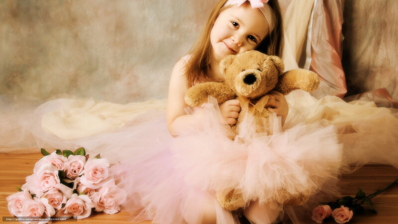 girl with teddy bear and roses