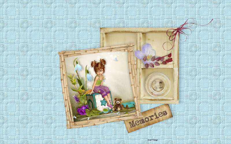 Girl with Teddy Bear — Blue