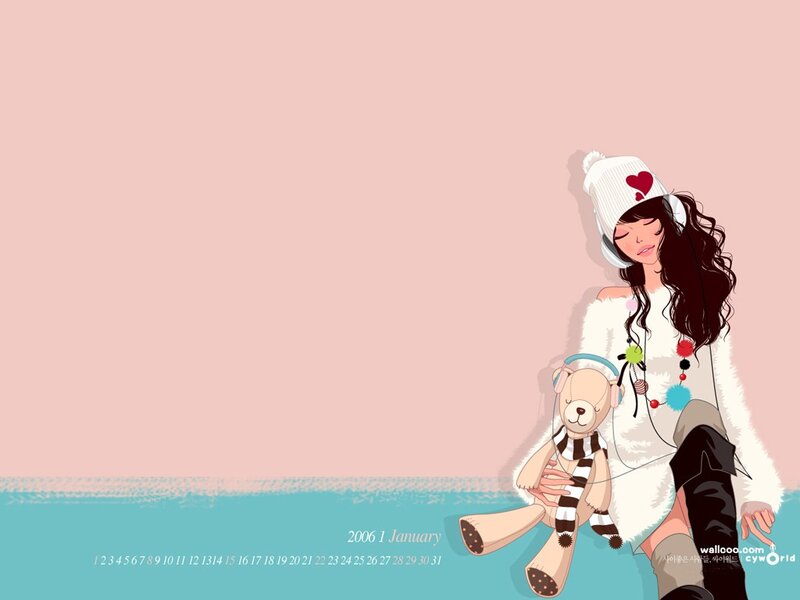 girl with teddy bear calendar