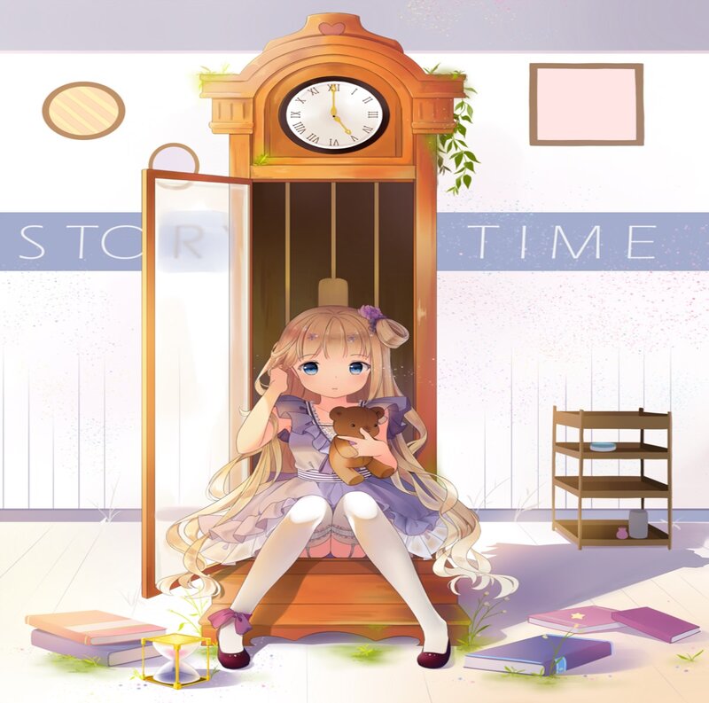 Girl with Teddy Bear — Purple, Calm