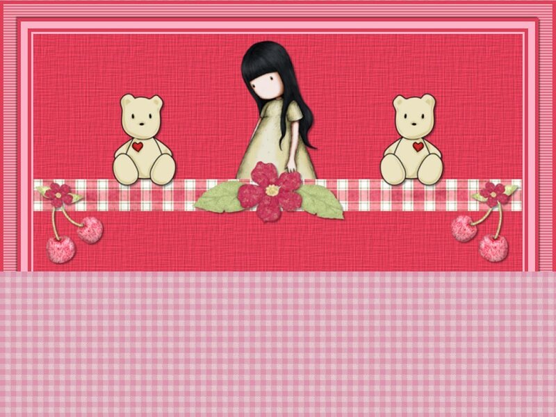 girl with teddy bears and cherries