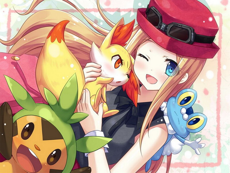 Girl with Three Pokémon — Red