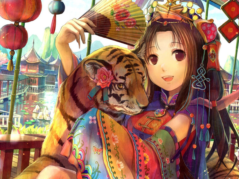Girl with Tiger Cub