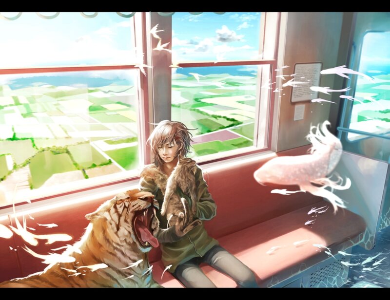 Girl with Tiger on Train