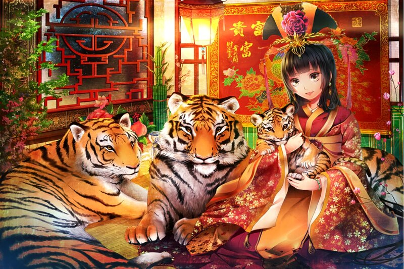 Girl with Tigers