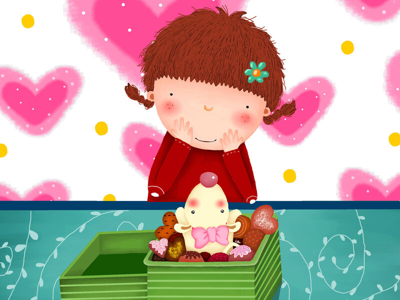 Girl with Toy in Box — Pink