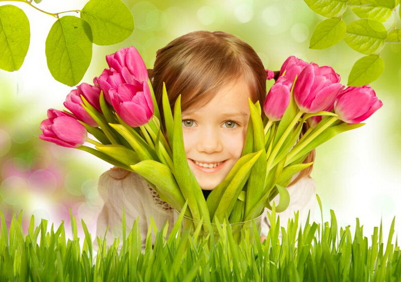 Girl with Tulips — Green