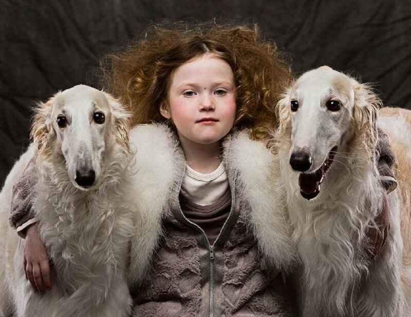 Girl with Two Dogs