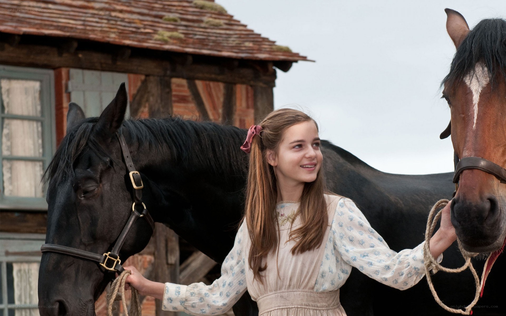 girl with two horses