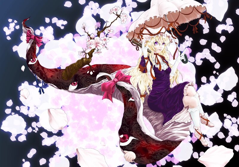 Girl with umbrella and cherry blossoms