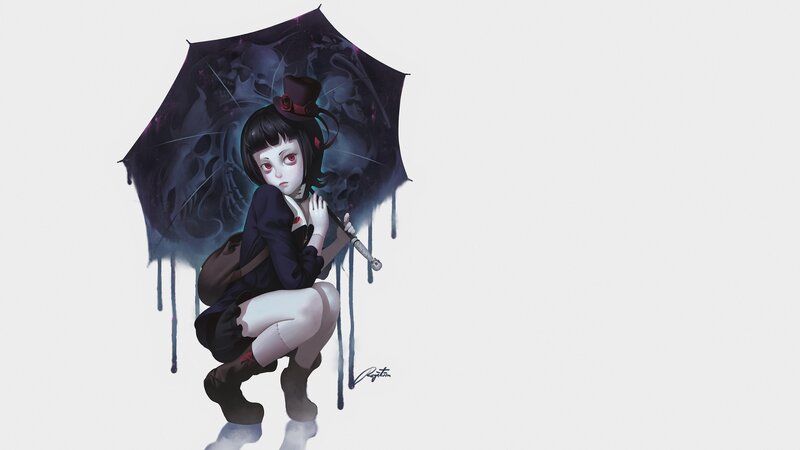 Girl with Umbrella — Black