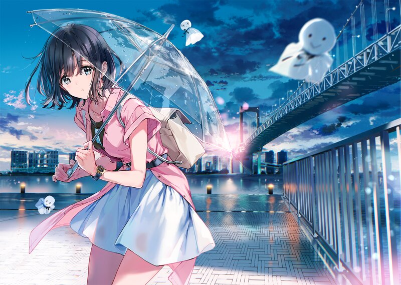 Girl with Umbrella — Blue, Dramatic