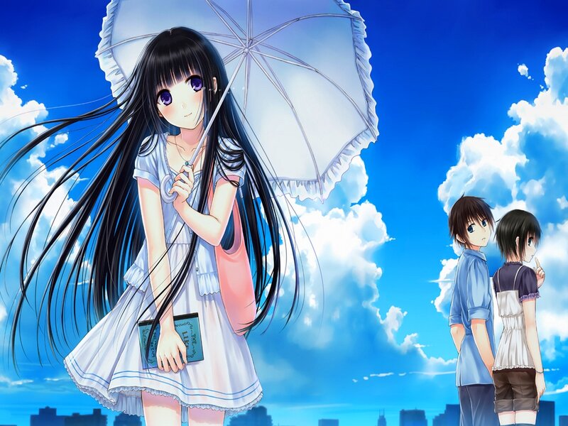Girl with Umbrella — Blue