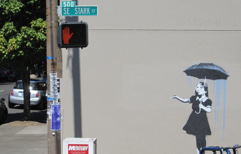 Girl with Umbrella — Gray