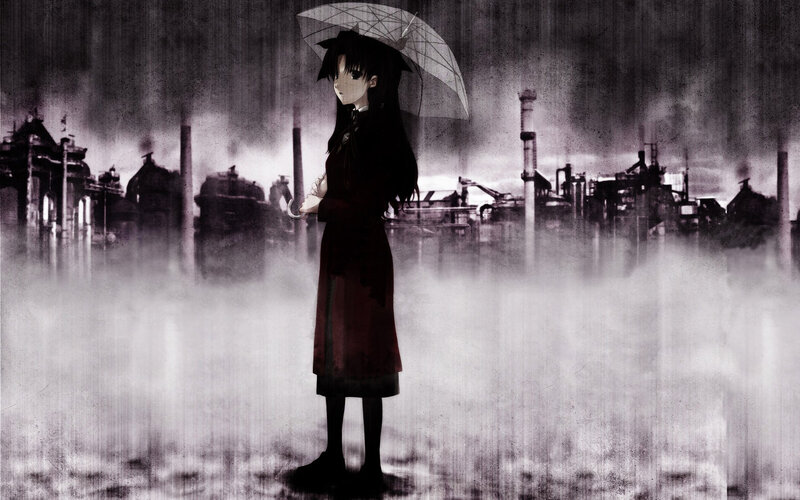 girl with umbrella in rain