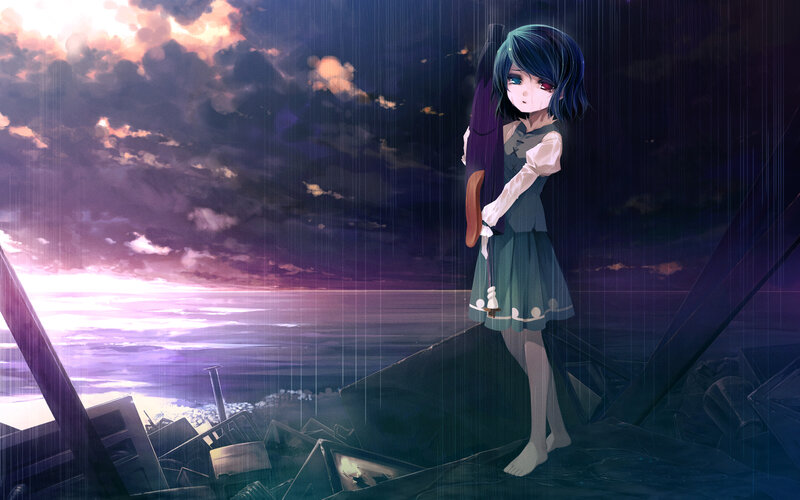 Girl with umbrella in rain