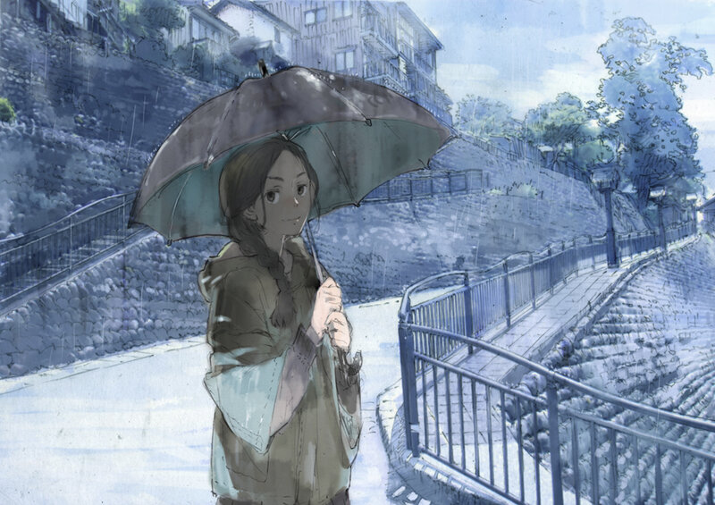 Girl with umbrella in rain
