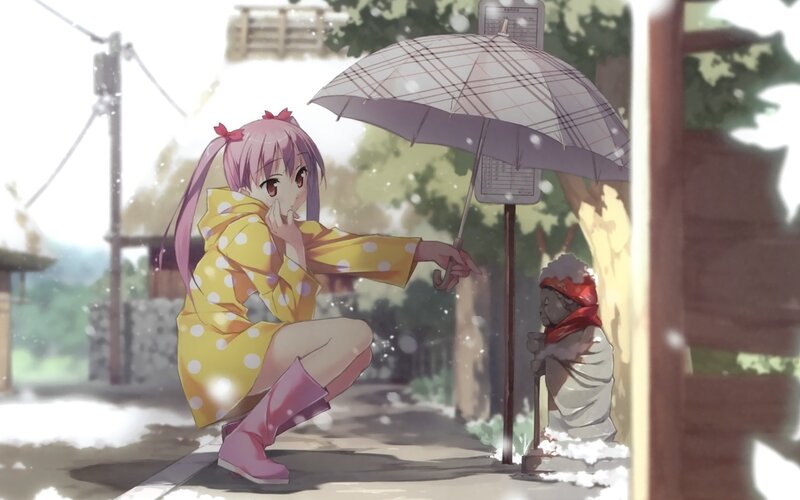 girl with umbrella in rain